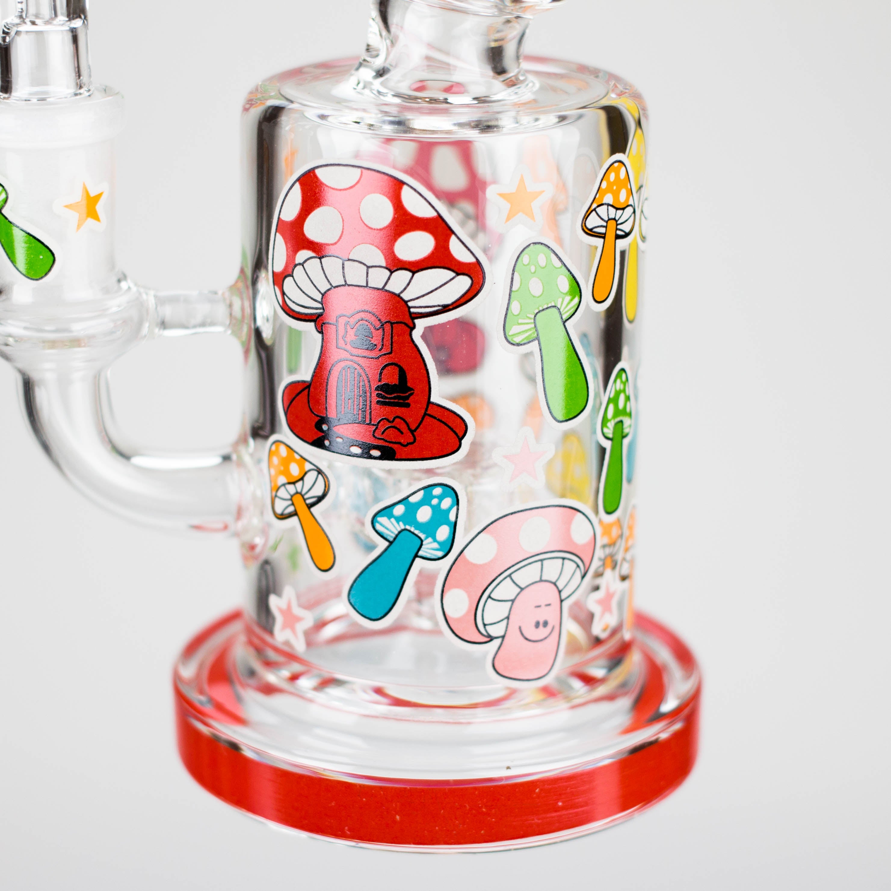 Z7" Color accented  Glass Bong With Perc- Mushroom Design
