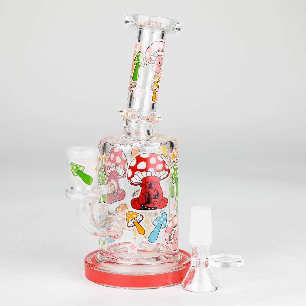 Z7" Color accented  Glass Bong With Perc- Mushroom Design