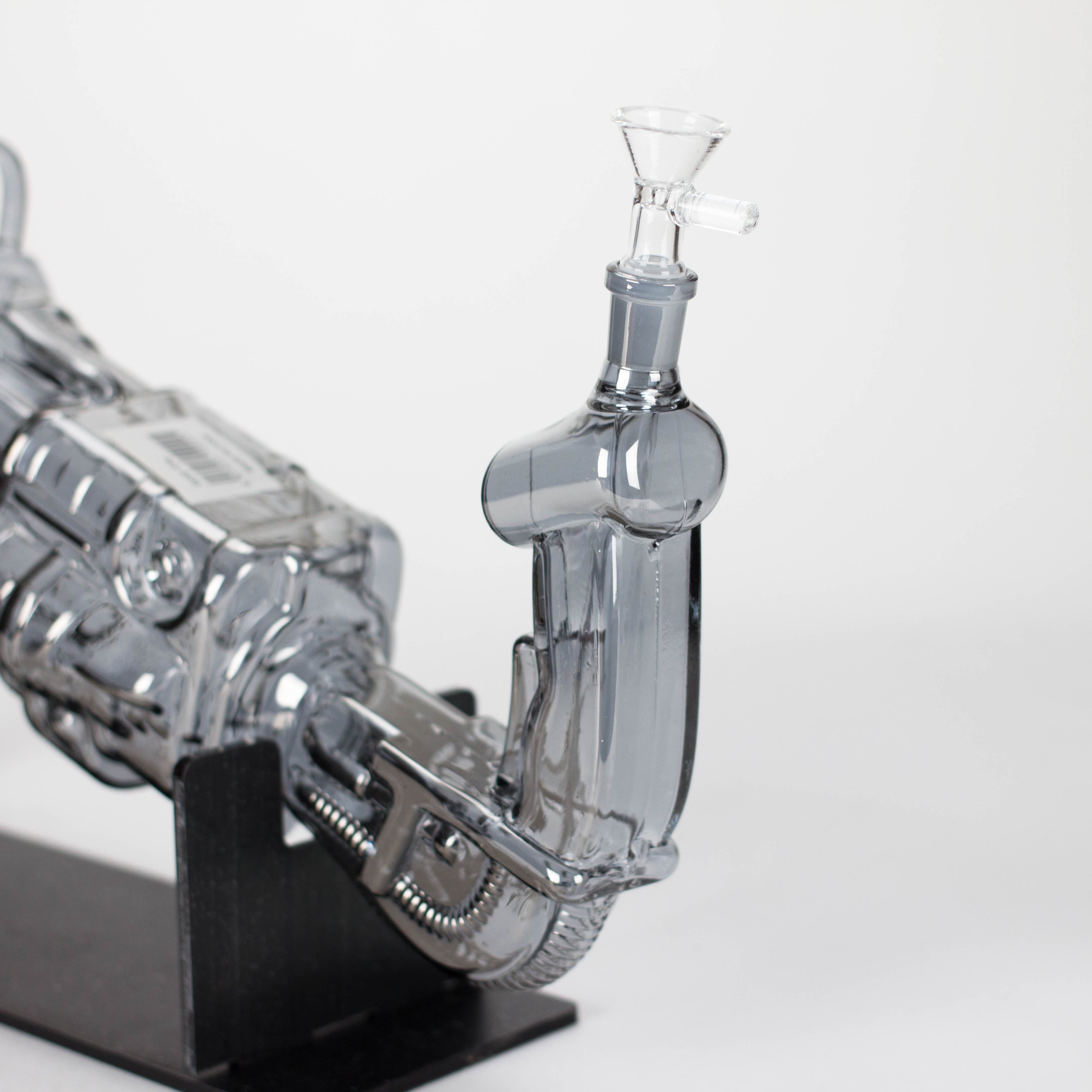 24" Electroplated Machine gun Design Glass Bong with Display Stand [GU002]