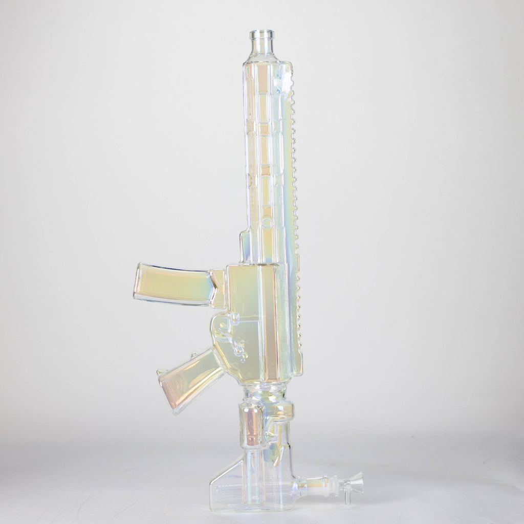 22" Electroplated Machin gun Design Glass Bong with Display Stand [GU003]