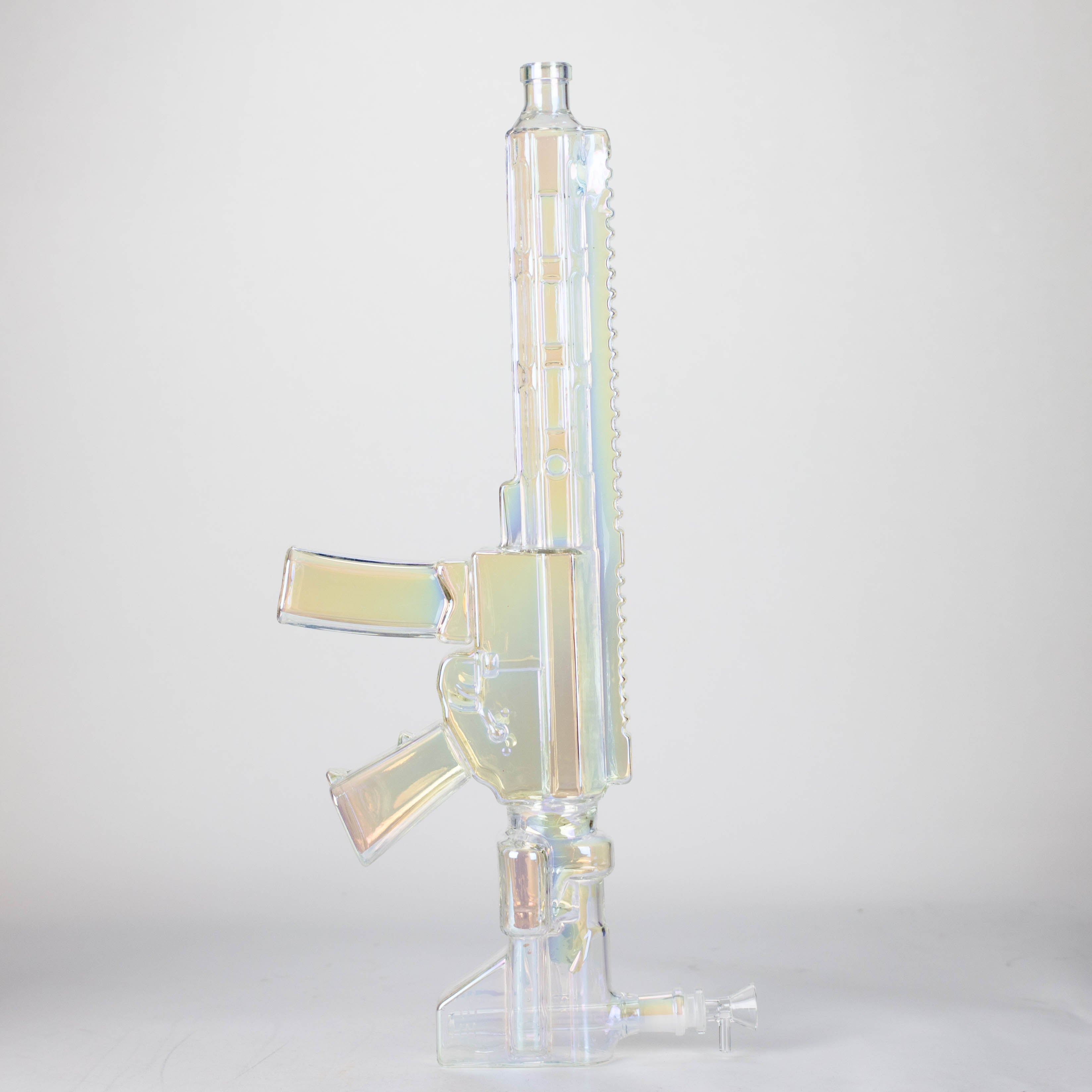 22" Electroplated Machin gun Design Glass Bong with Display Stand [GU003]