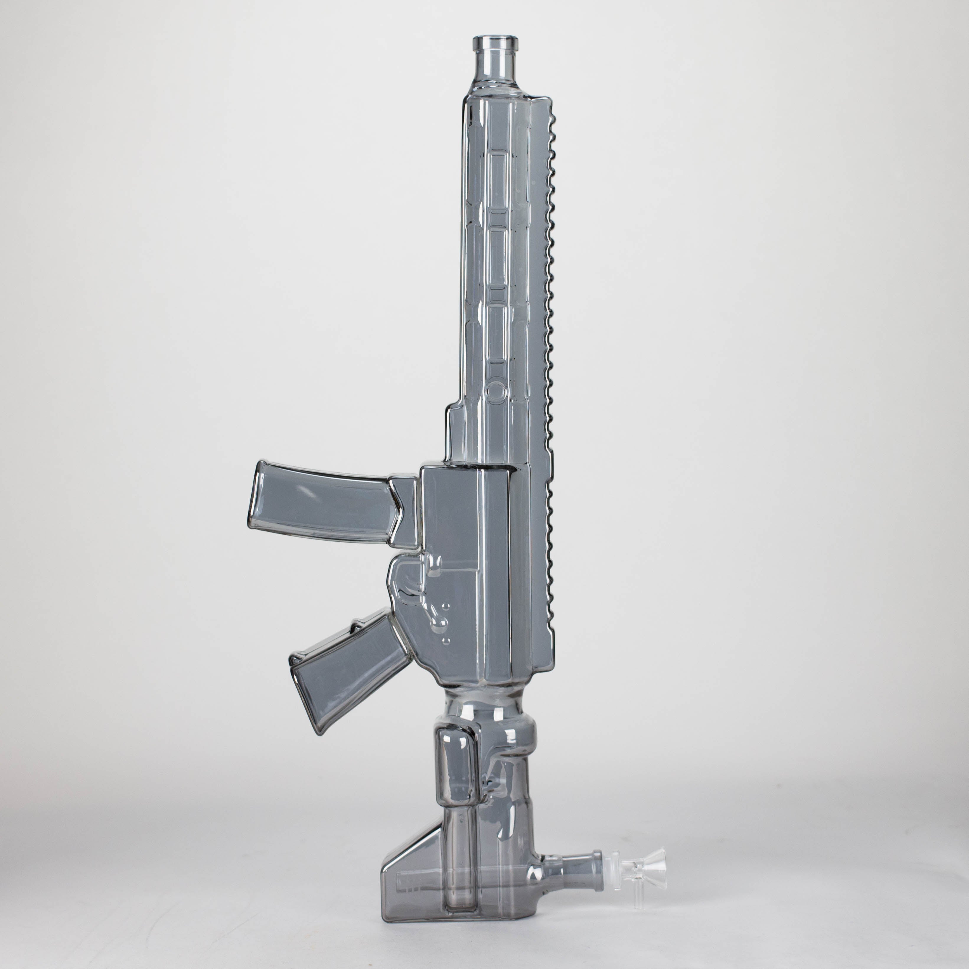 22" Electroplated Machin gun Design Glass Bong with Display Stand [GU003]