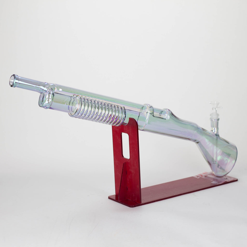 27" Electroplated Shotgun Design Glass Bong with Display Stand [GU004]