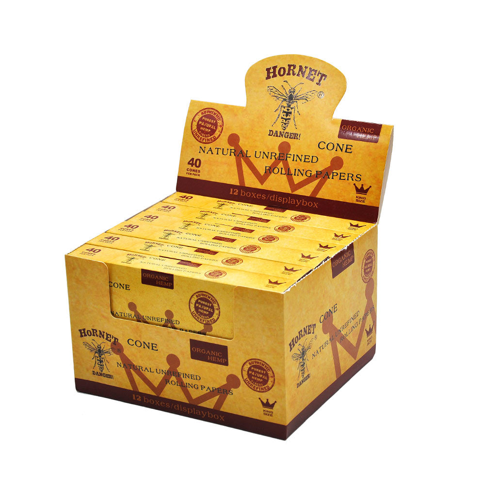 HORNET | Natural Unrefined King Size Pre Rolled Paper Cones Smoking 40 Pack Cone
