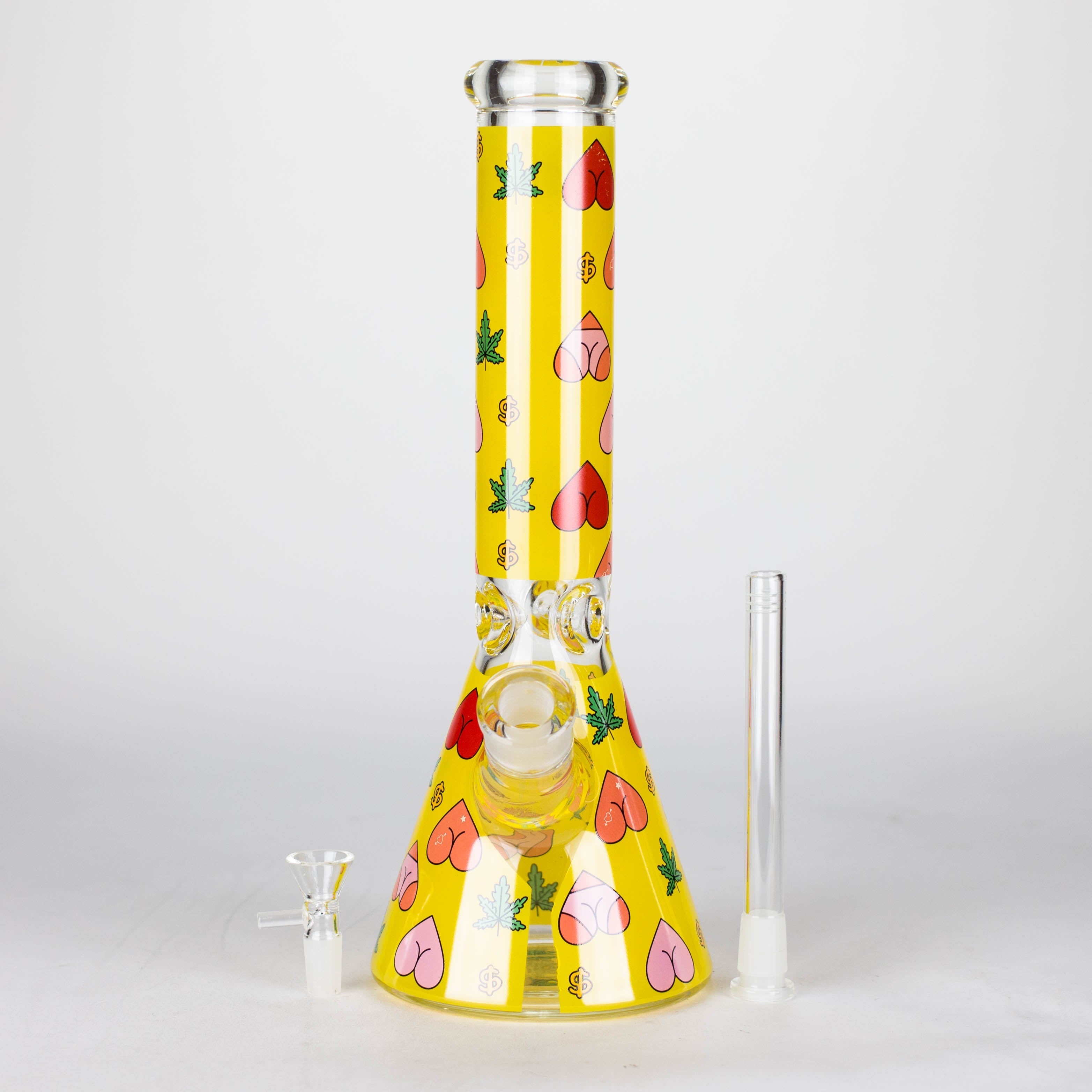 Z14" 7mm Glass Bong With Heart Design