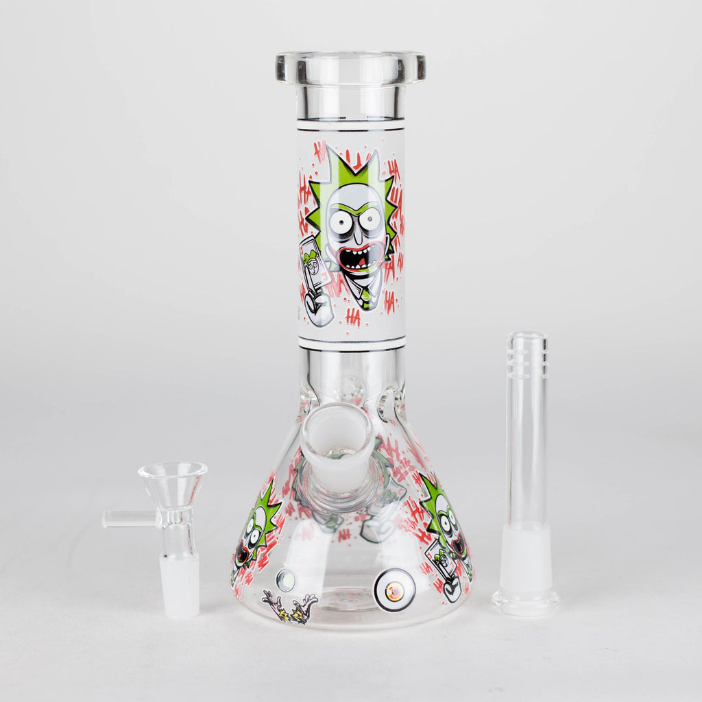 8.5" Cartoon Designs Glow In The Dark beaker bong In the Box [PIP301]