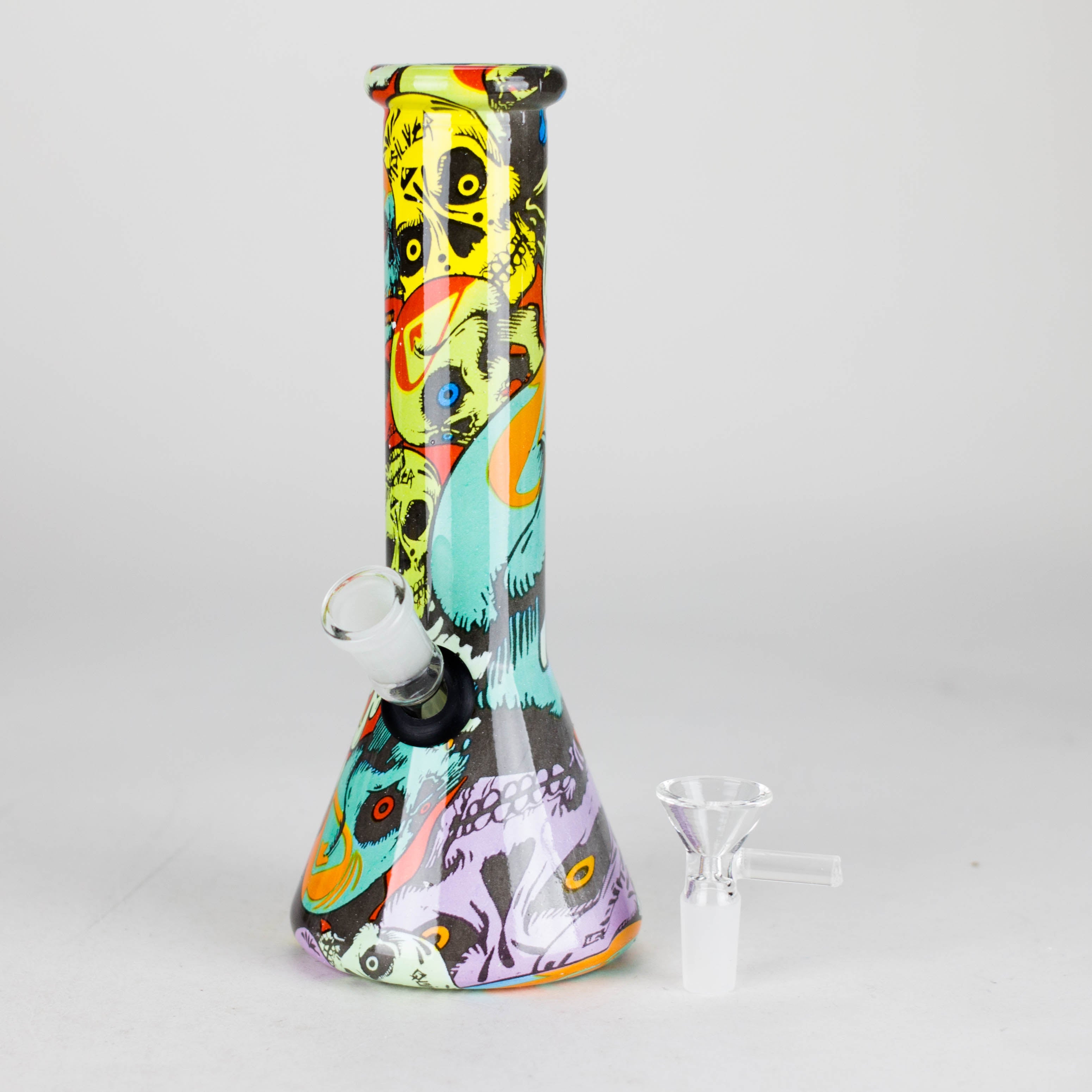 8" Glass Bong Multi Color Long Neck Flask Round Shaped [JBLX-01B]