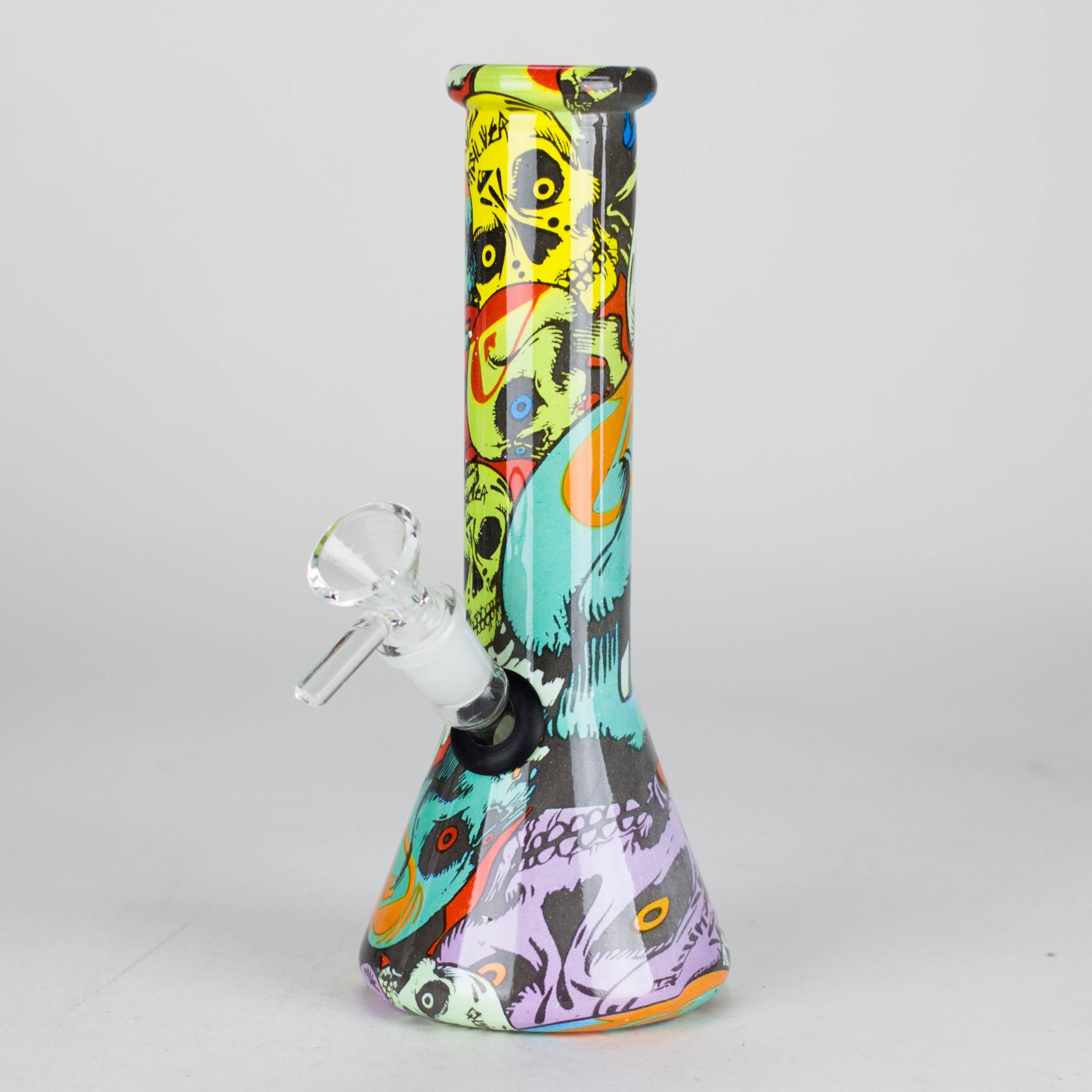 8" Glass Bong Multi Color Long Neck Flask Round Shaped [JBLX-01B]