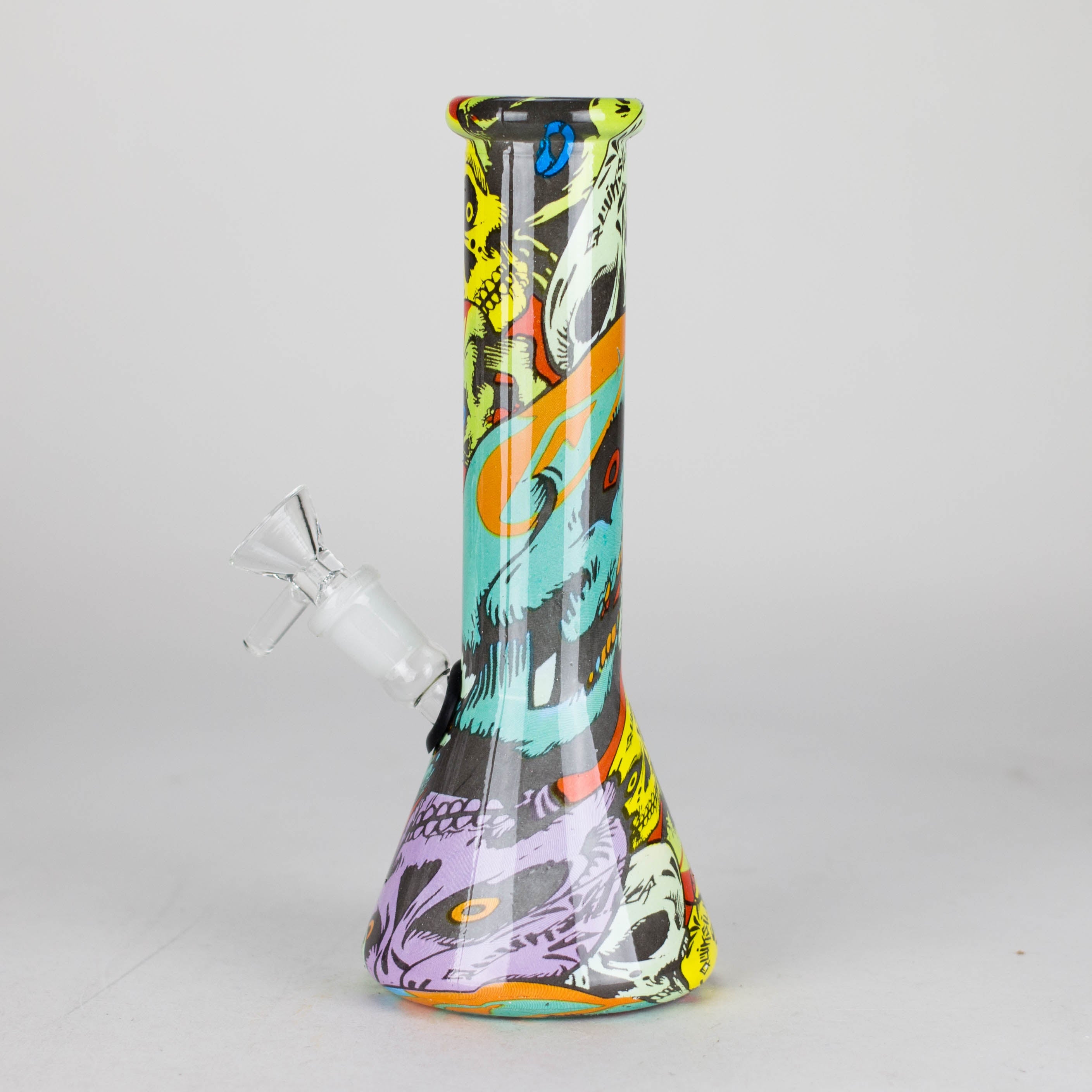 8" Glass Bong Multi Color Long Neck Flask Round Shaped [JBLX-01B]