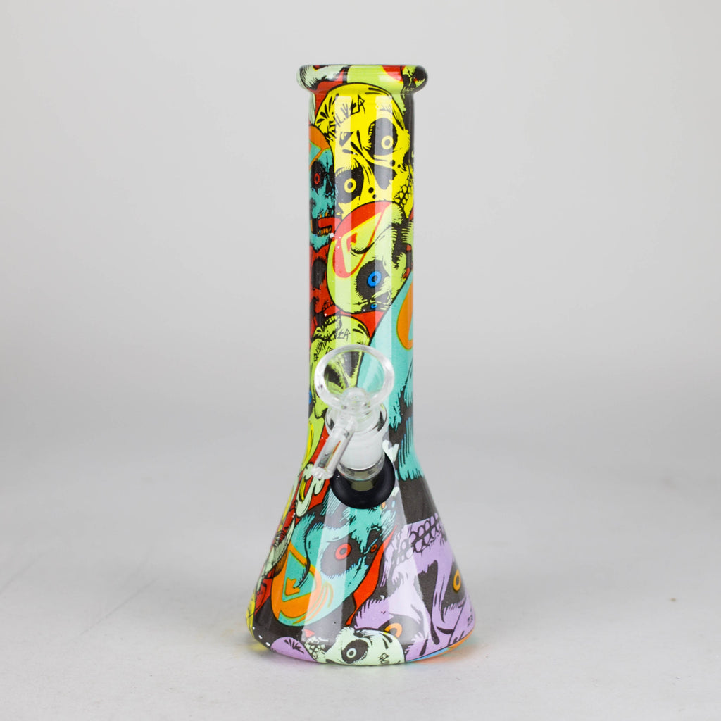8" Glass Bong Multi Color Long Neck Flask Round Shaped [JBLX-01B]
