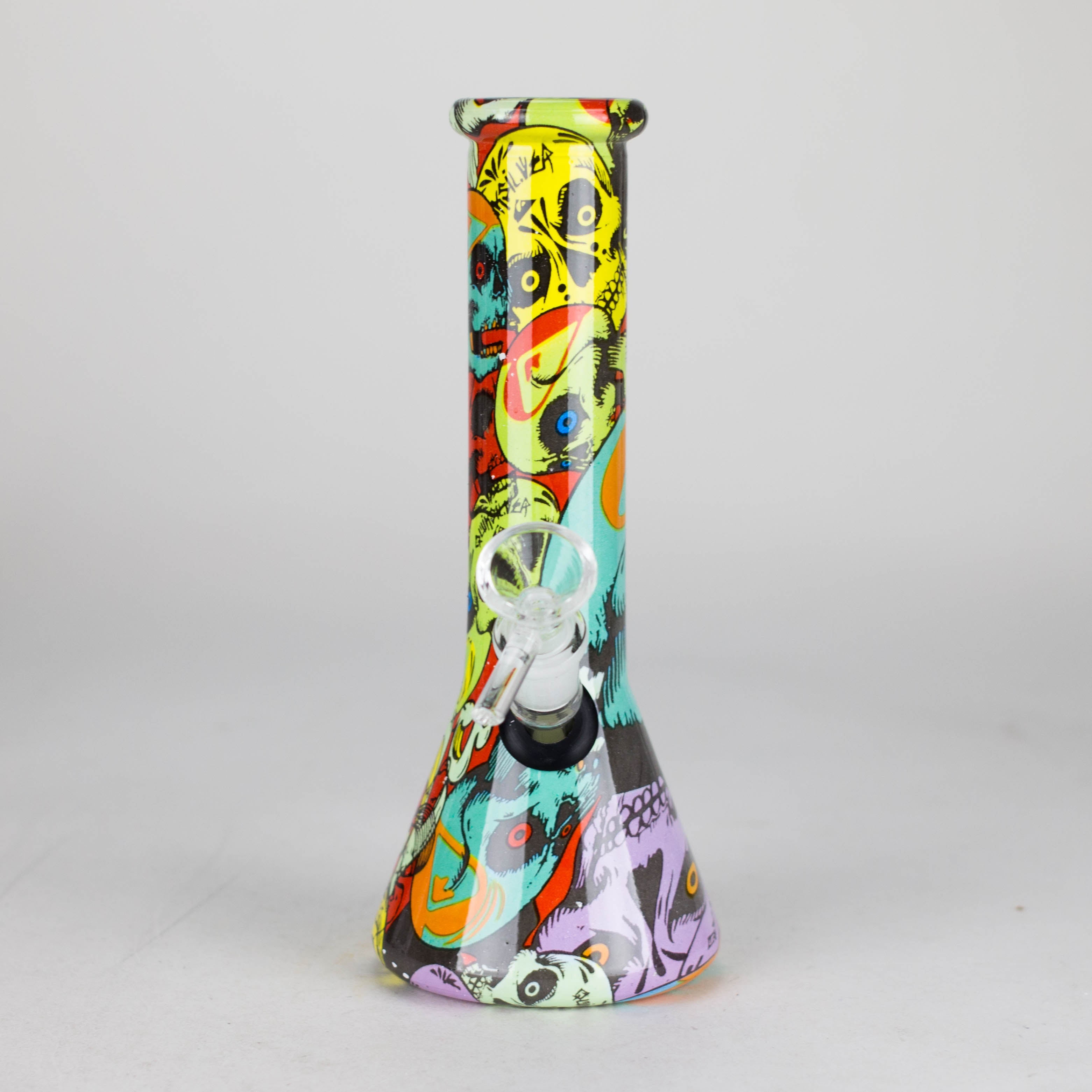 8" Glass Bong Multi Color Long Neck Flask Round Shaped [JBLX-01B]