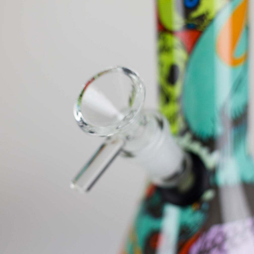 8" Glass Bong Multi Color Long Neck Flask Round Shaped [JBLX-01B]