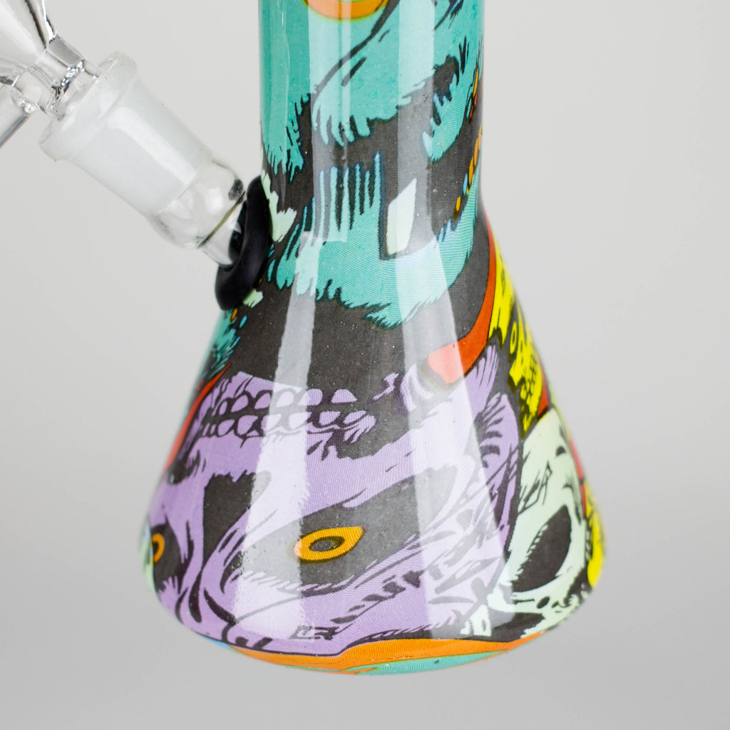 8" Glass Bong Multi Color Long Neck Flask Round Shaped [JBLX-01B]