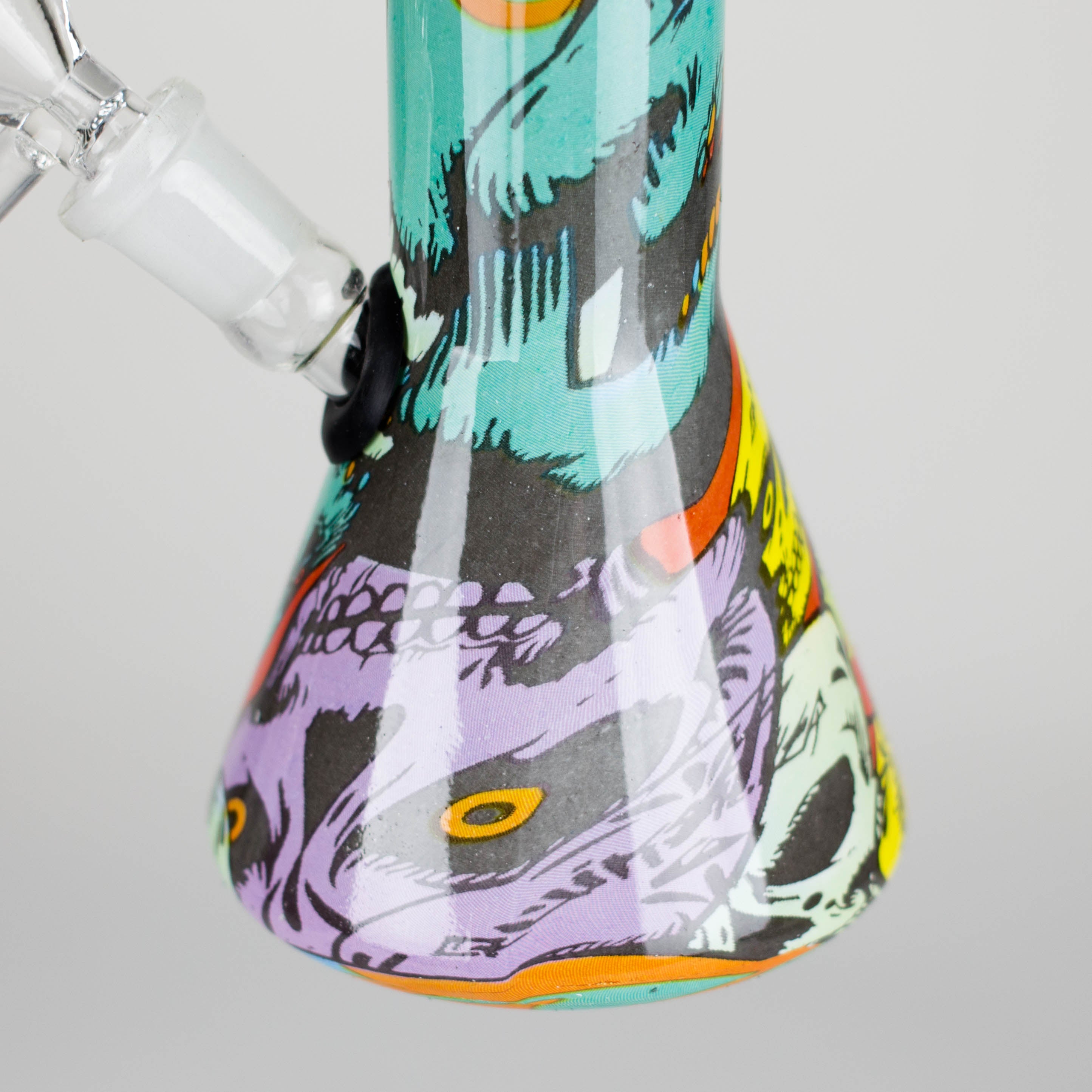 8" Glass Bong Multi Color Long Neck Flask Round Shaped [JBLX-01B]