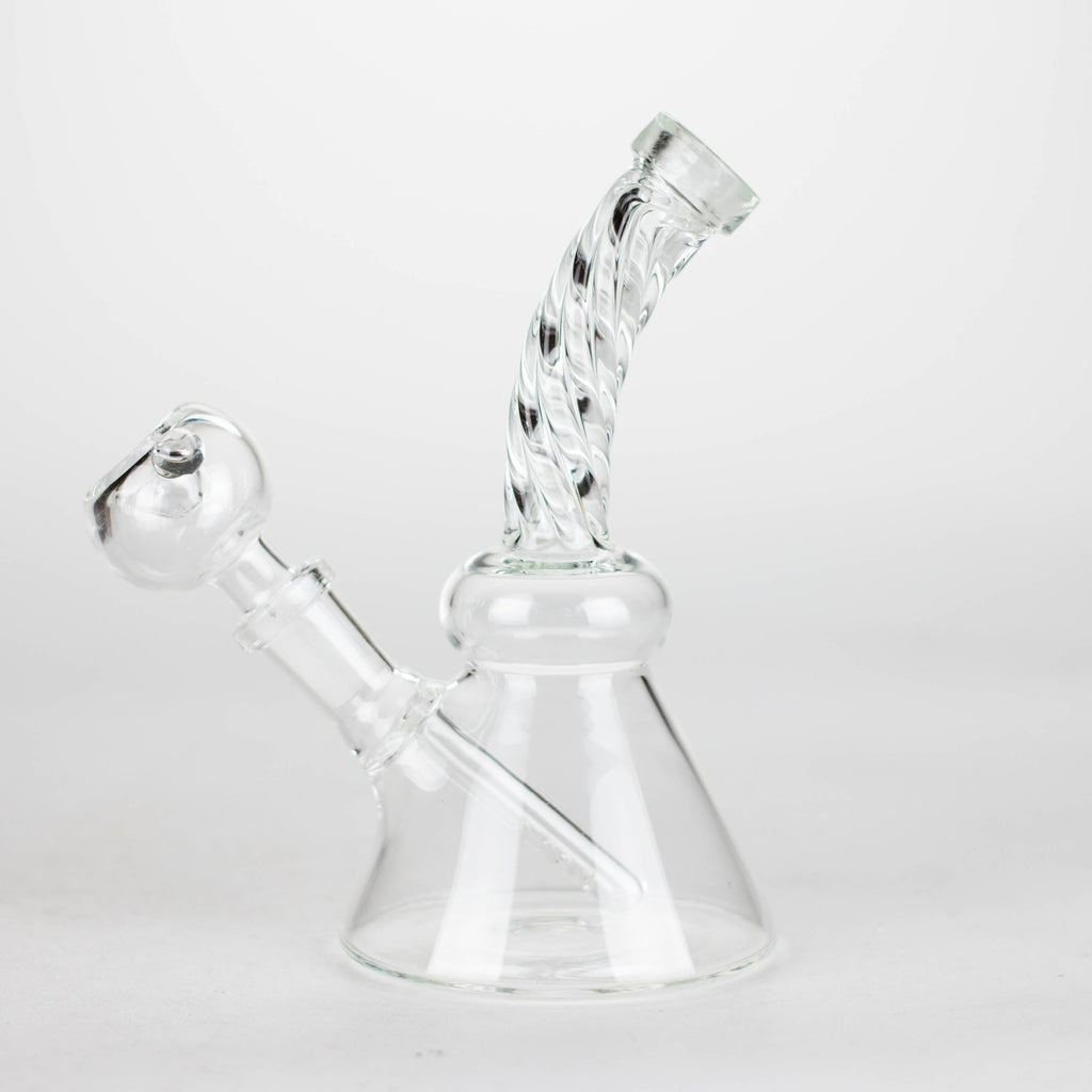 6" bent neck Twist glass bong with diffuser