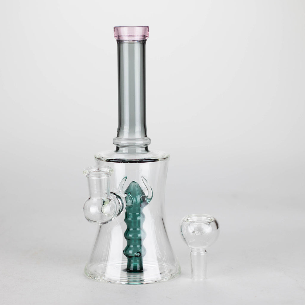 8" Assorted color tube glass bong with caterpilar diffuser
