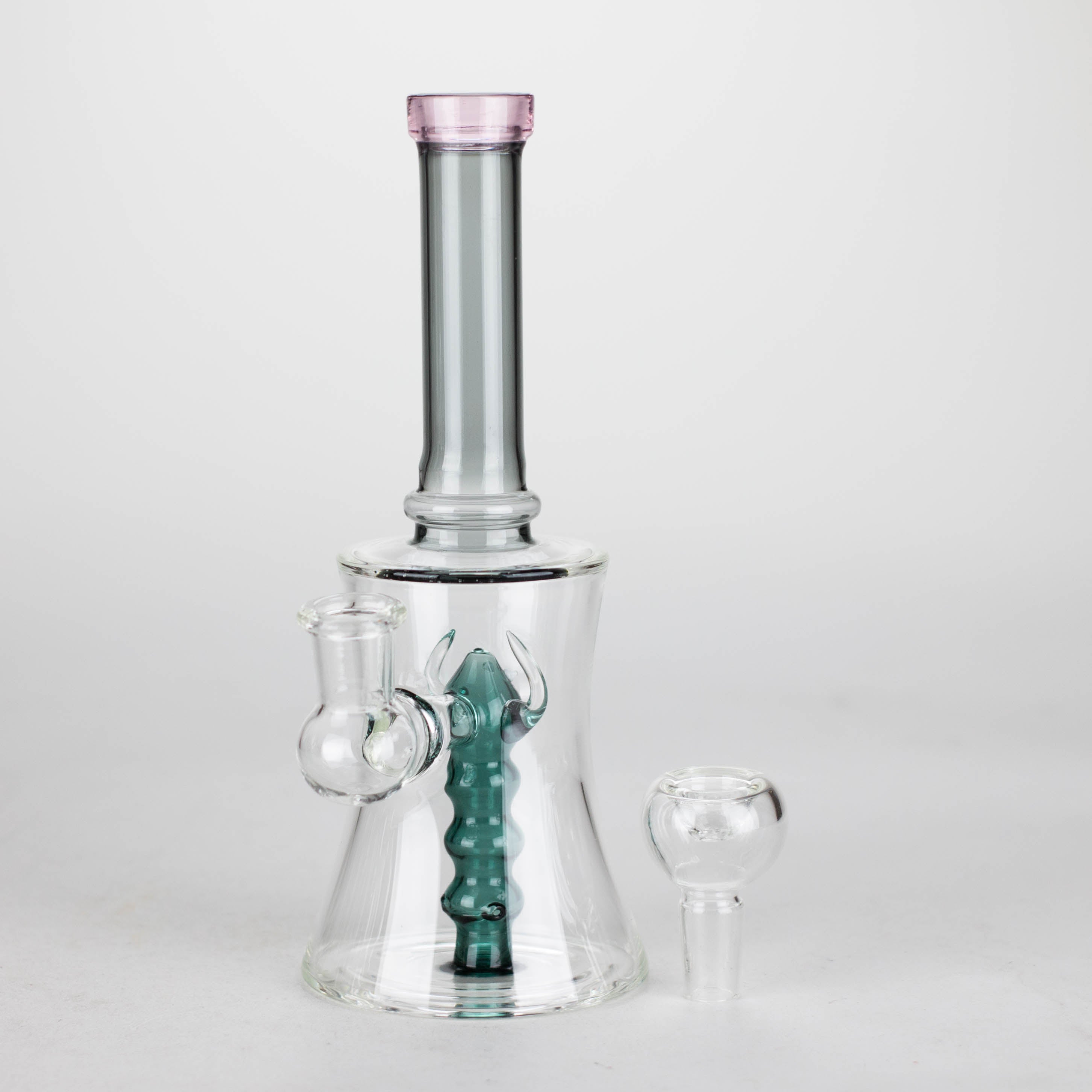 8" Assorted color tube glass bong with caterpilar diffuser