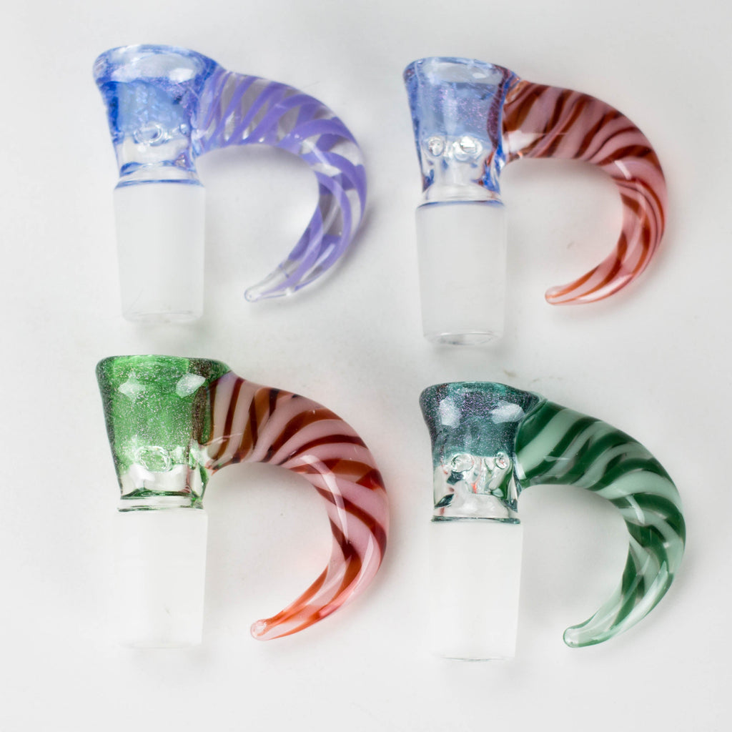 Shine Glassworks | 19mm 4 Hole Dichroic bowl with Horn - Made in Canada