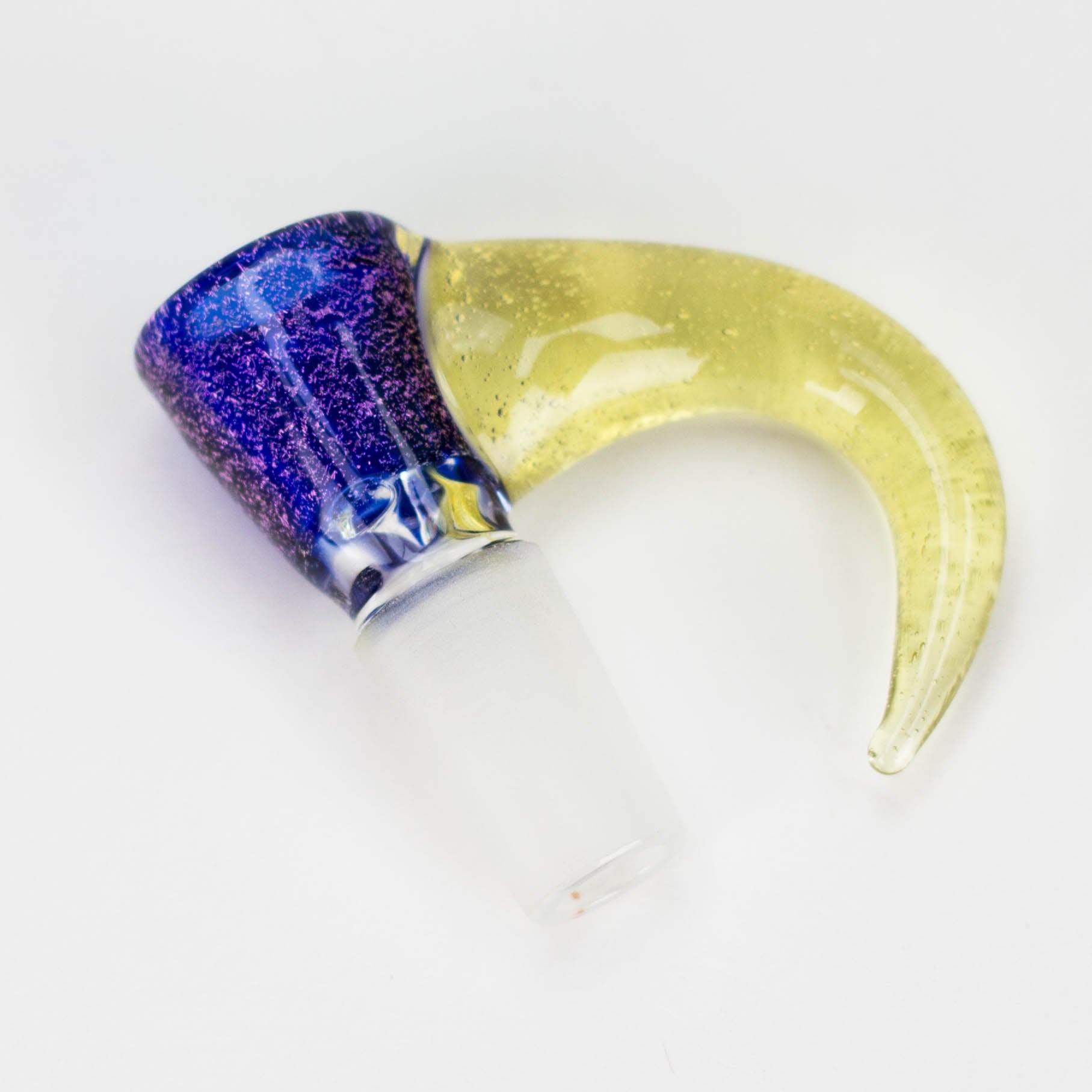 Shine Glassworks | 14mm 3 Hole Dichroic Bowl with coloured Horn  - Made in Canada