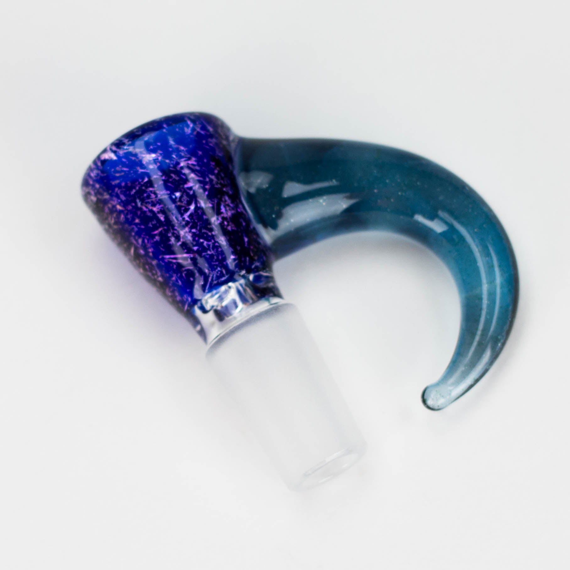 Shine Glassworks | 14mm 3 Hole Dichroic Bowl with coloured Horn  - Made in Canada