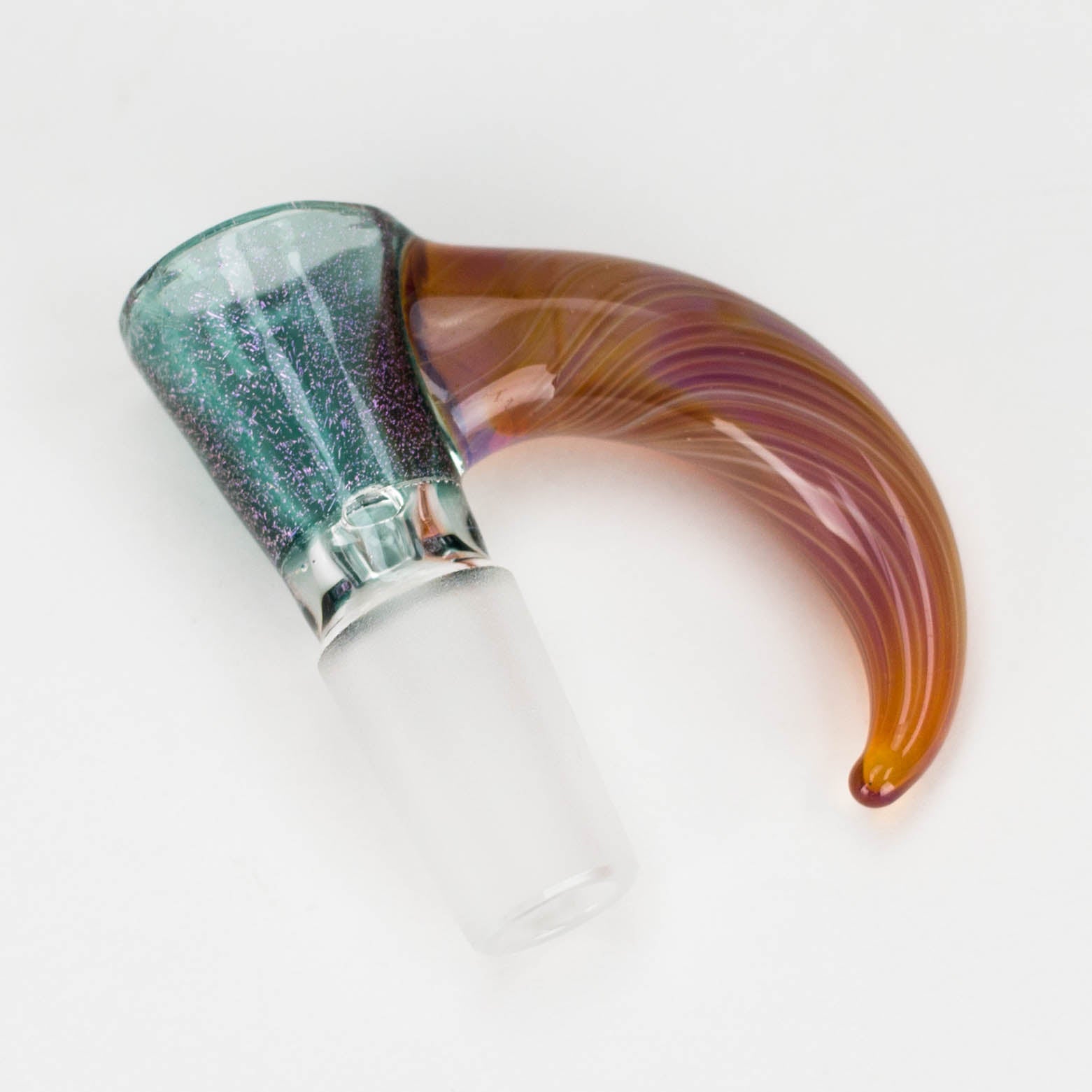 Shine Glassworks | 14mm 3 Hole Dichroic Bowl with coloured Horn  - Made in Canada