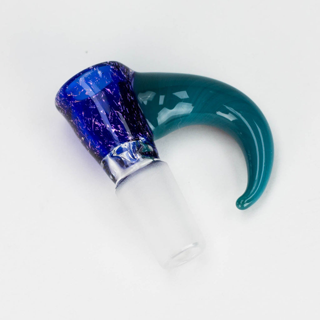 Shine Glassworks | 14mm 3 Hole Dichroic Bowl with coloured Horn  - Made in Canada