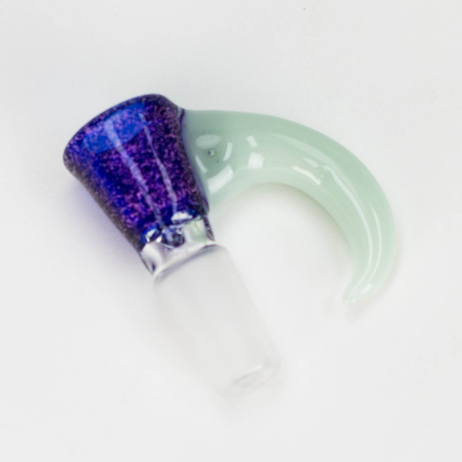 Shine Glassworks | 14mm 3 Hole Dichroic Bowl with coloured Horn  - Made in Canada
