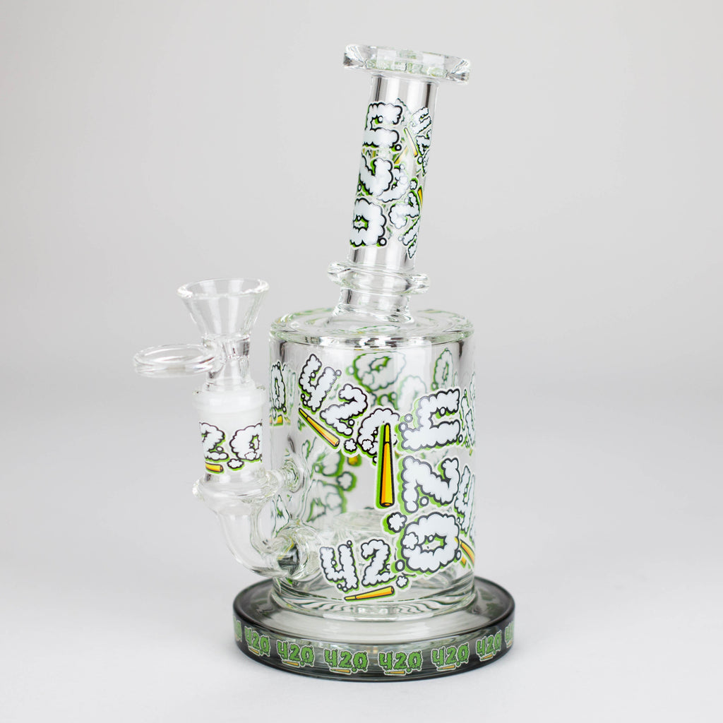 Z7" Color accented Glass Bong With Perc- 420 Special Edition