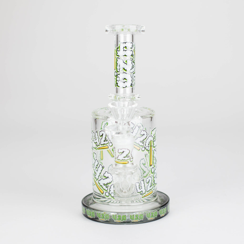 Z7" Color accented Glass Bong With Perc- 420 Special Edition