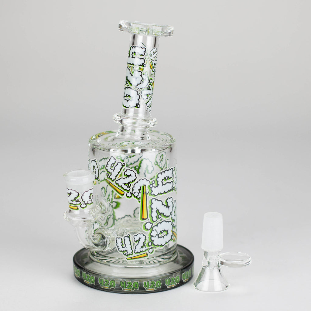 Z7" Color accented Glass Bong With Perc- 420 Special Edition
