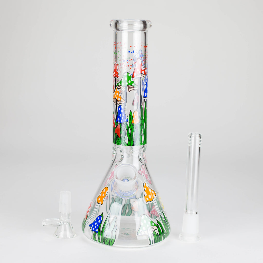 Z10" Glow in the dark Glass Bong With  Mushroom Design