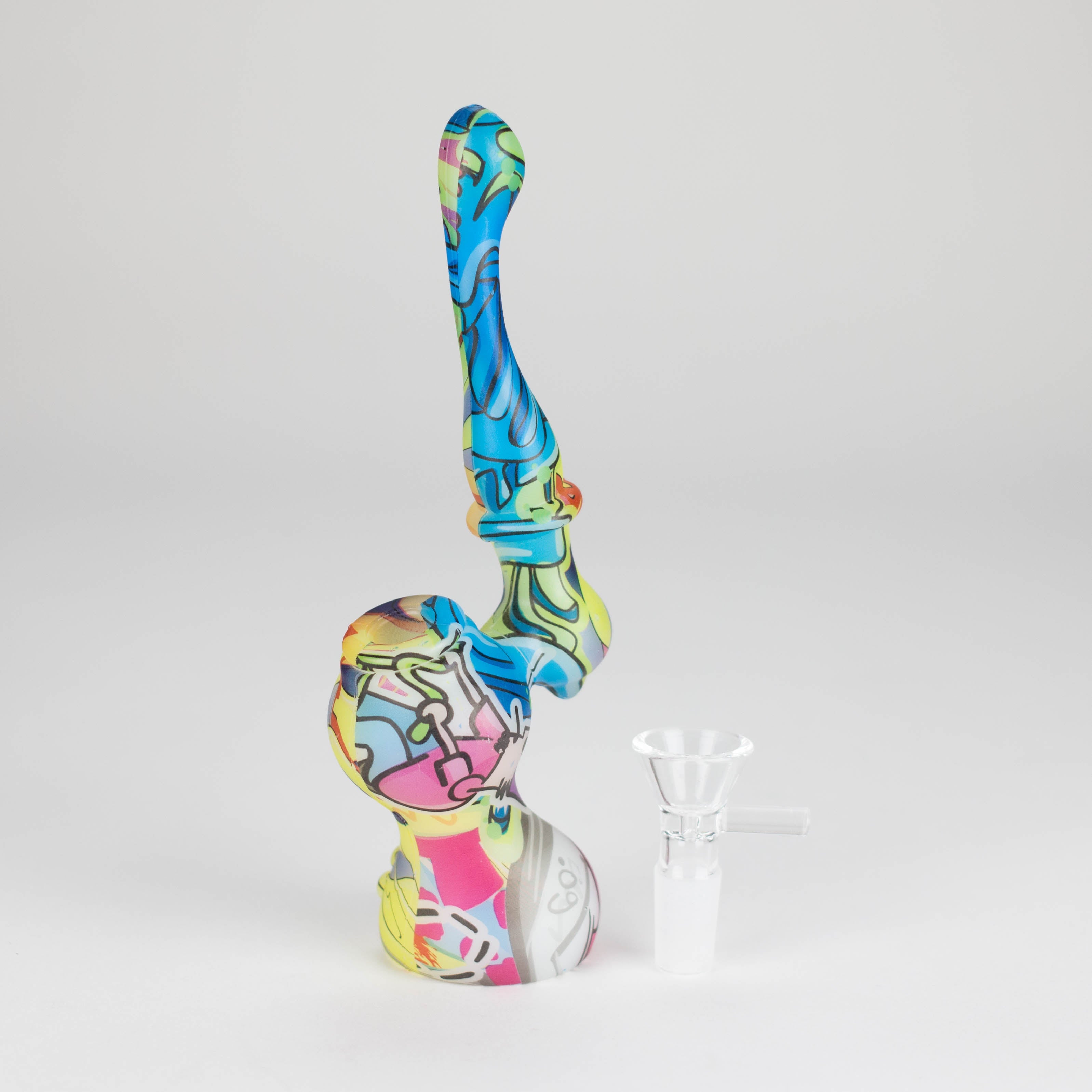 7" Single chamber graphic silicone bubbler-Assorted