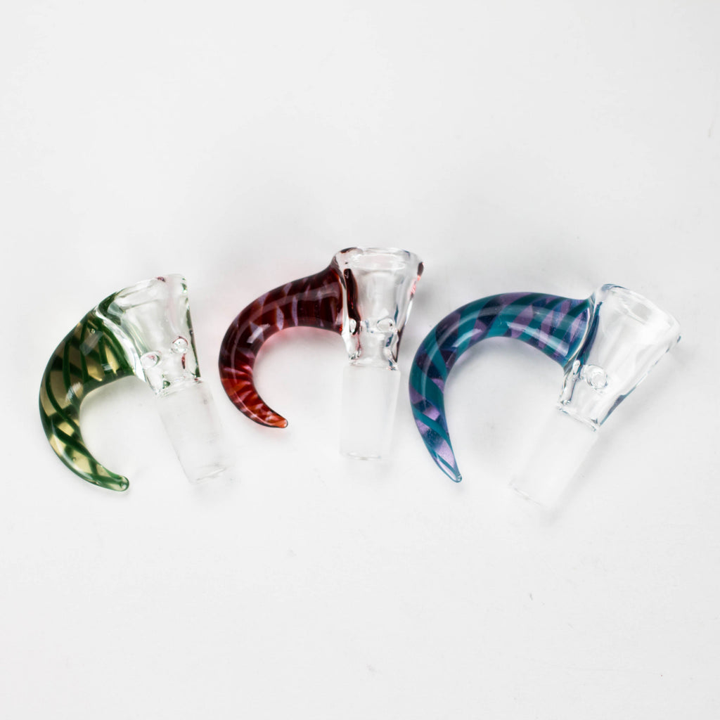 Shine Glassworks | 14mm 3 Hole Clear Bowl with Horn - Made in Canada