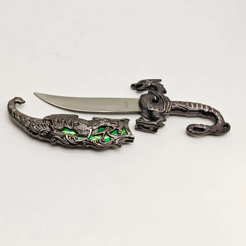10" Fantasy Dragon Dagger Green Fitting