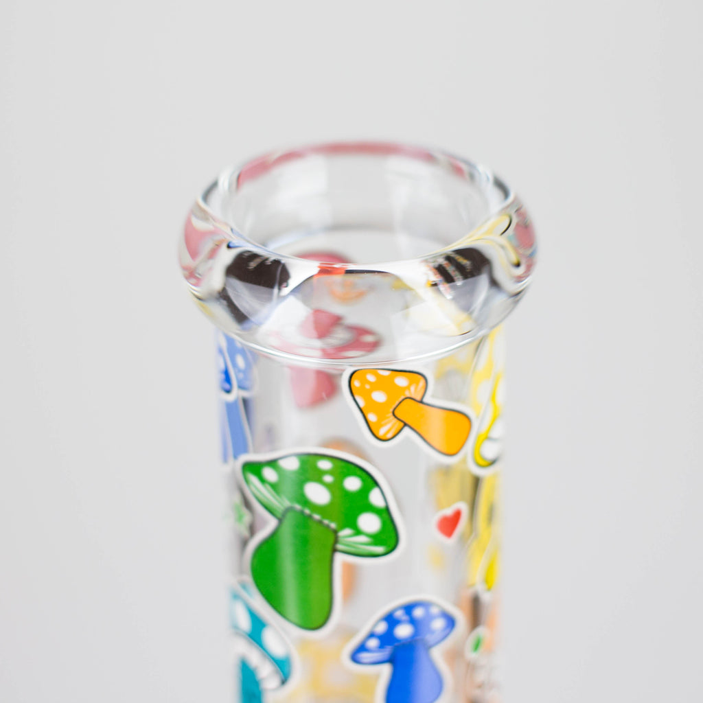 10" Glow in the dark Staight Tube Glass Bong With Flower Design