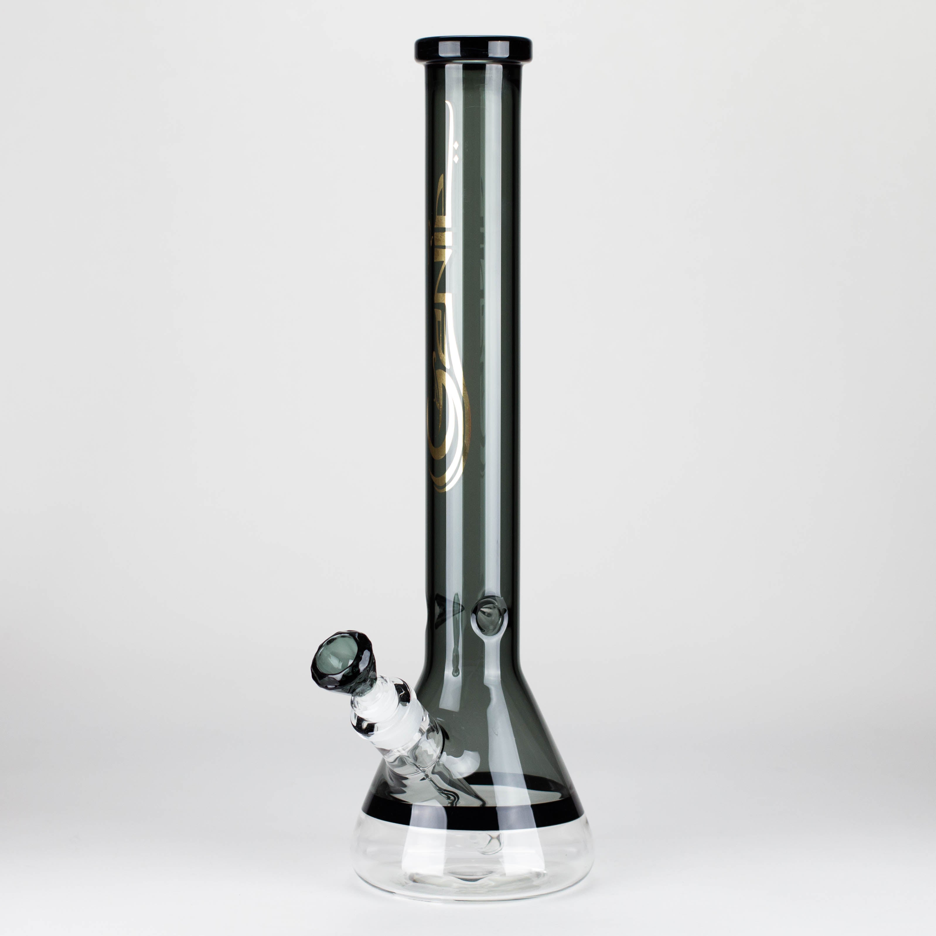 Genie | 18" 7 mm color-tube and clear-bottom beaker water bong [GE3110]