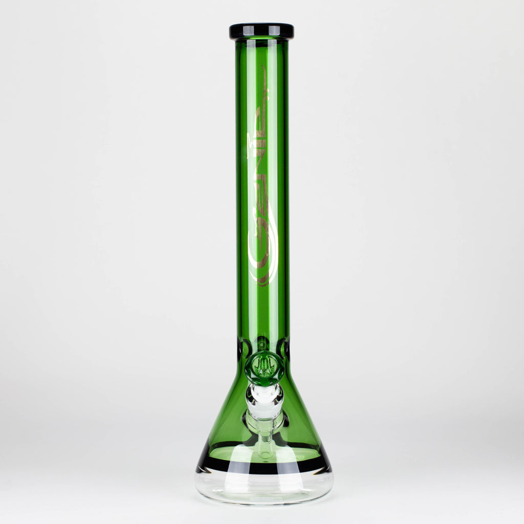 Genie | 18" 7 mm color-tube and clear-bottom beaker water bong [GE3110]