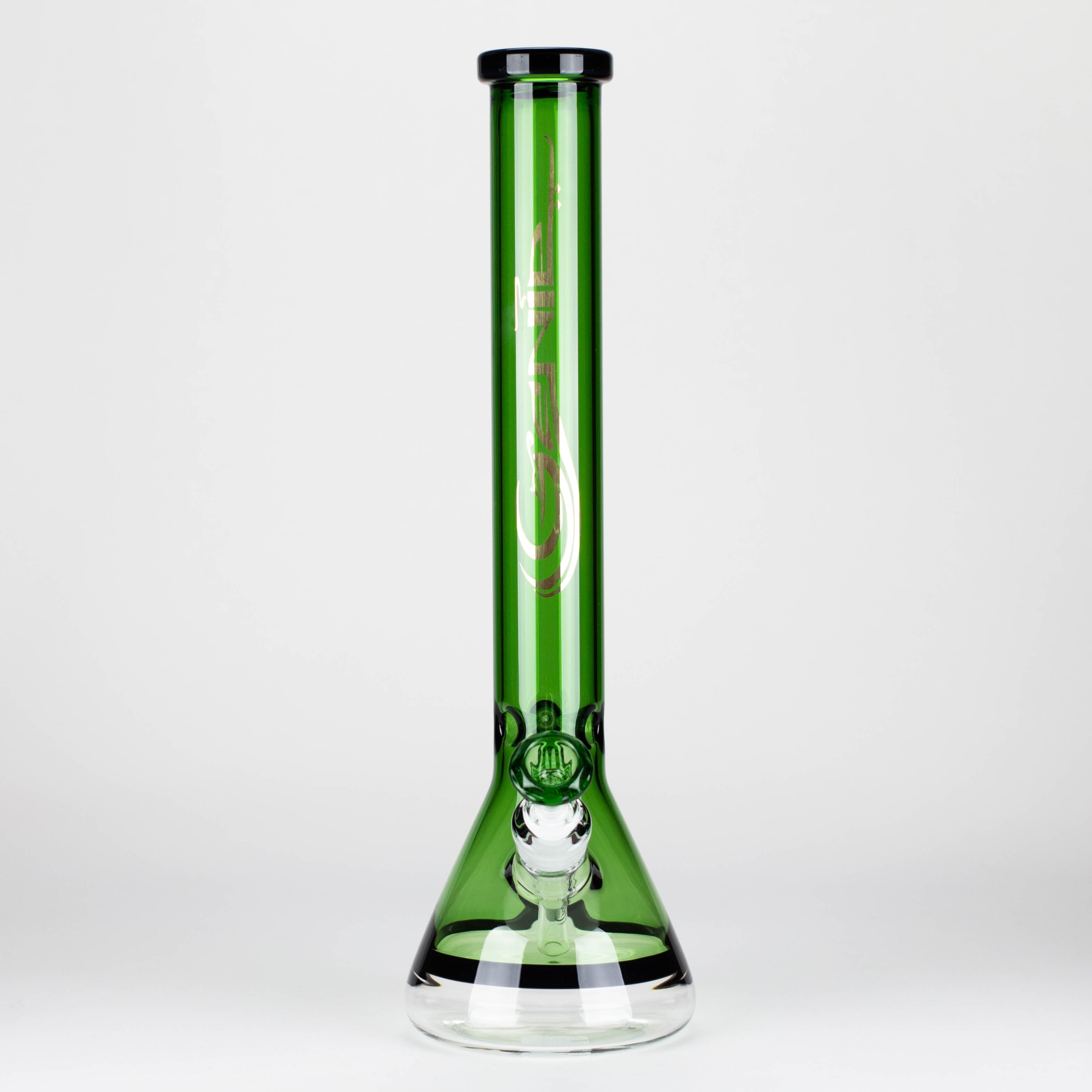 Genie | 18" 7 mm color-tube and clear-bottom beaker water bong [GE3110]