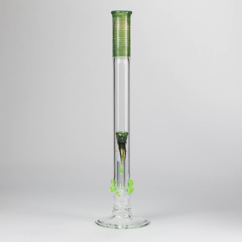 Shine Glassworks | 22 inch 38mm Straight Tube with Latticino mouthpiece and opal [ST 2203] - Made in Canada