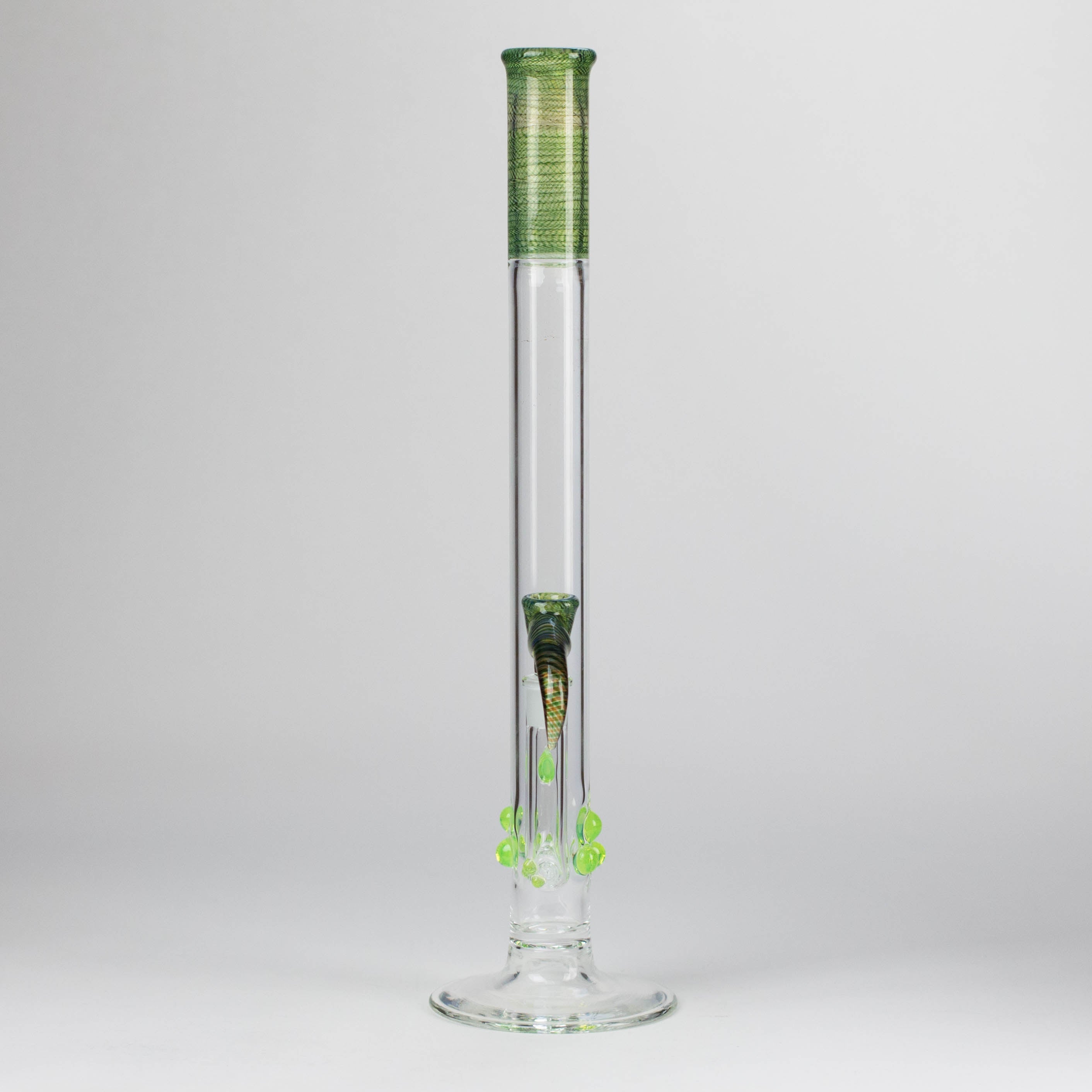 Shine Glassworks | 22 inch 38mm Straight Tube with Latticino mouthpiece and opal [ST 2203] - Made in Canada