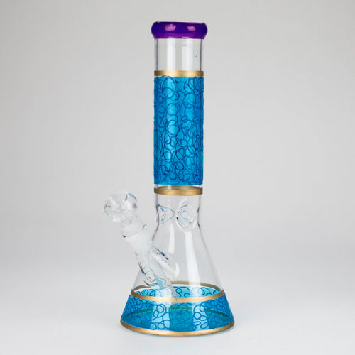 12" Printed beaker glass water bong-Assorted