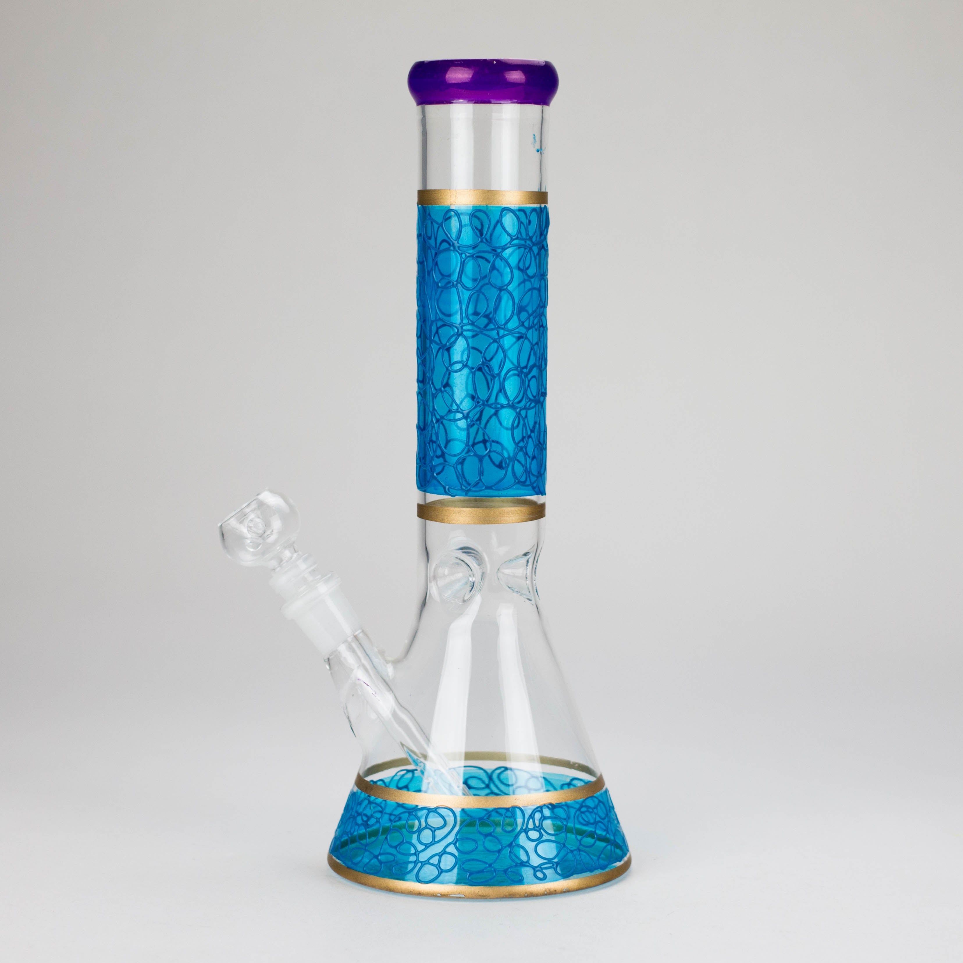 12" Printed beaker glass water bong-Assorted