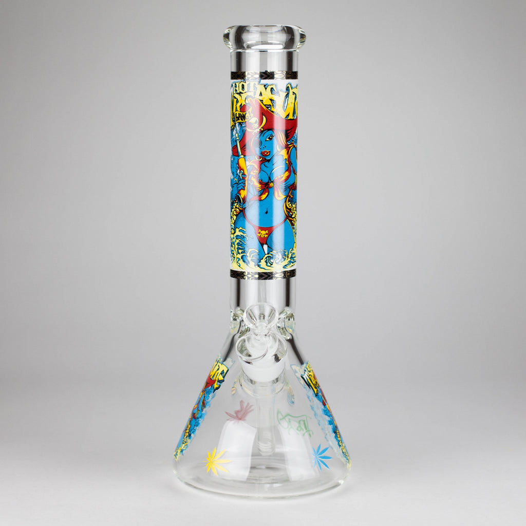 14" 7 mm Glass Bong With Pirate Design