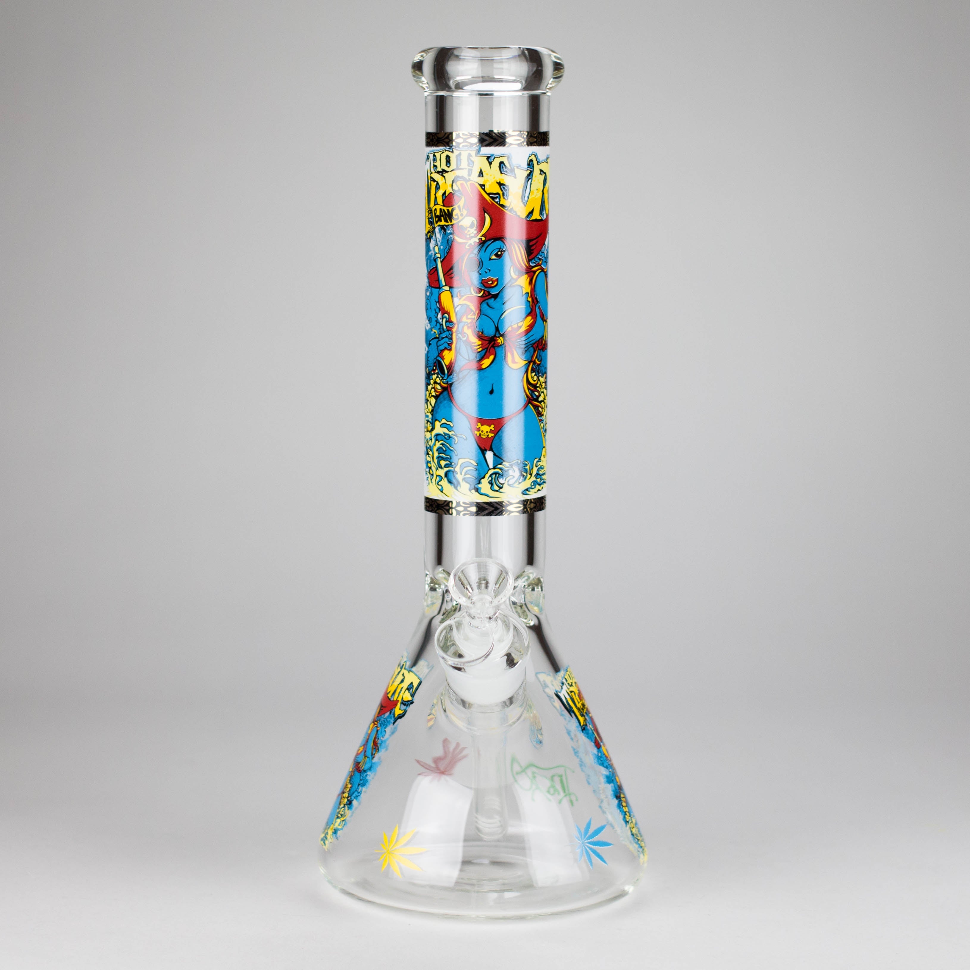 14" 7 mm Glass Bong With Pirate Design