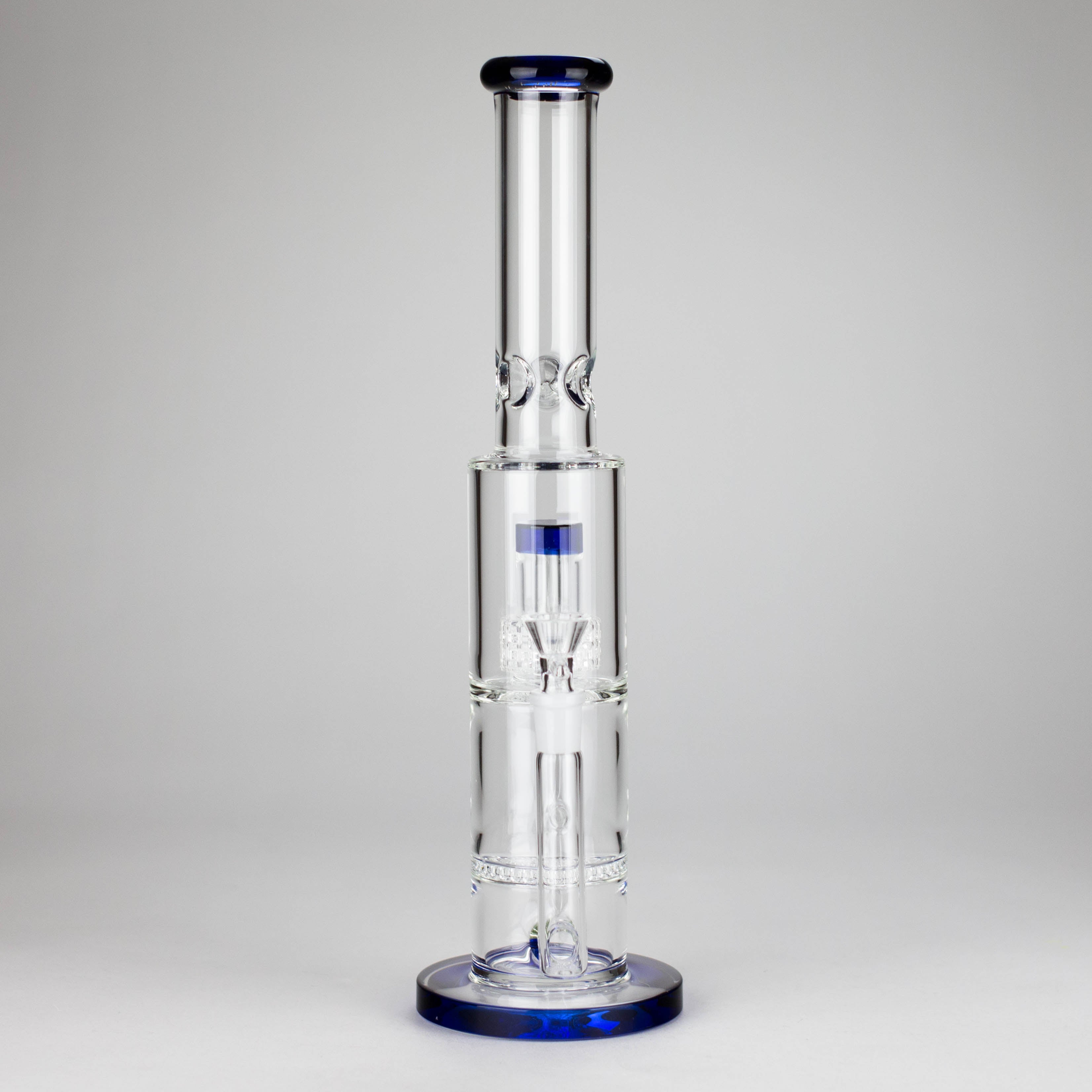 15" Color accented glass water bong with Double Perc