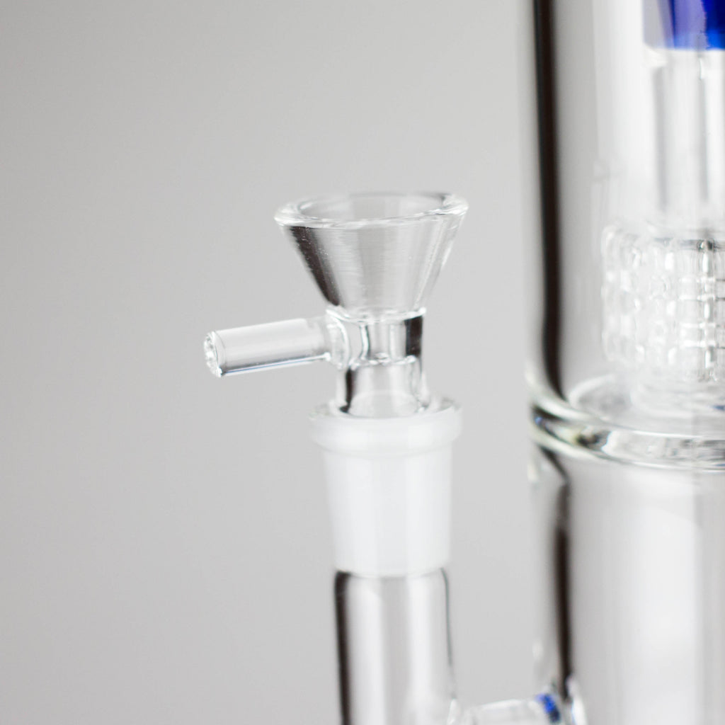 15" Color accented glass water bong with Double Perc