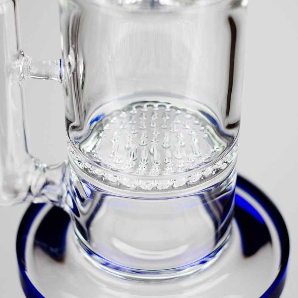15" Color accented glass water bong with Double Perc