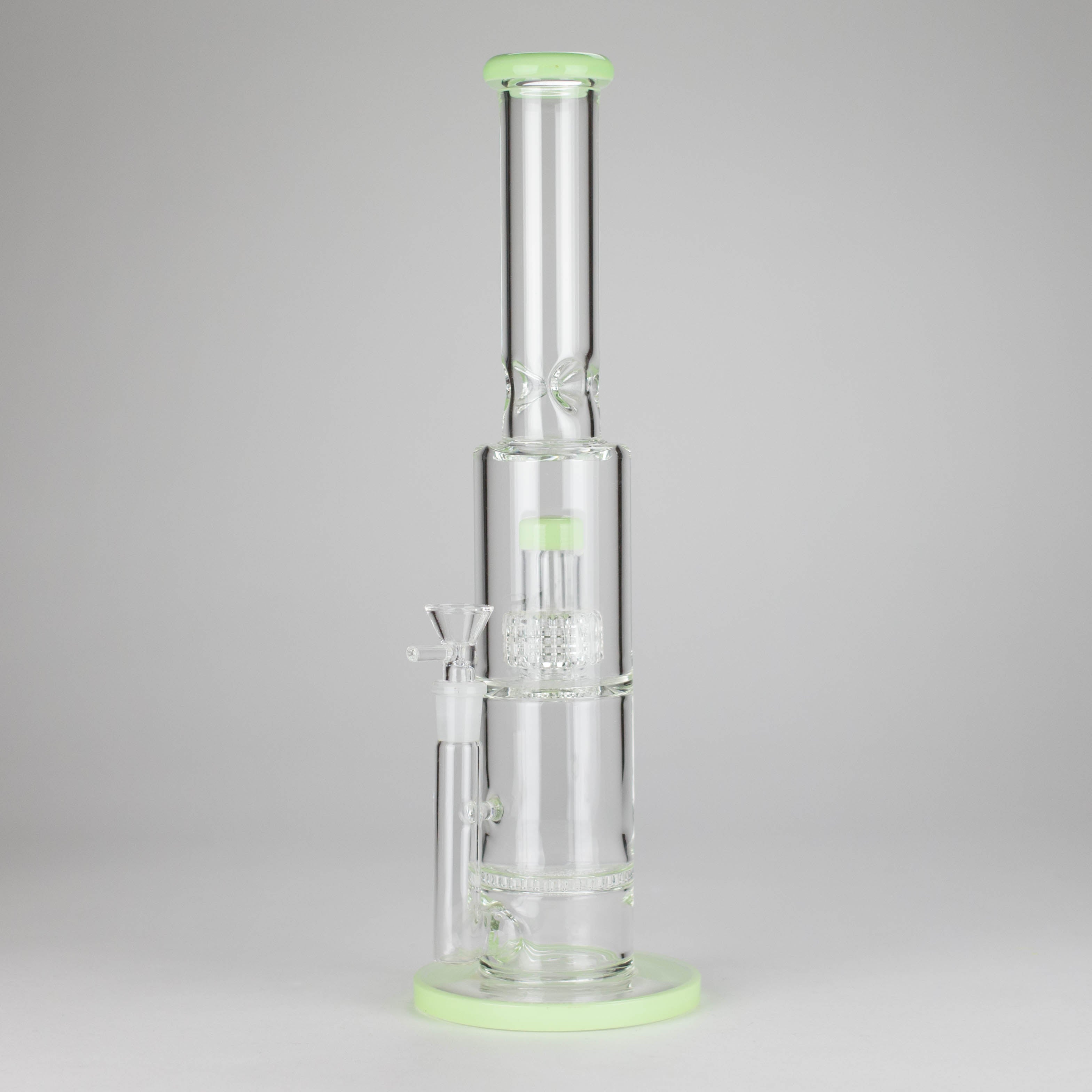15" Color accented glass water bong with Double Perc