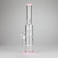 15" Color accented glass water bong with Double Perc