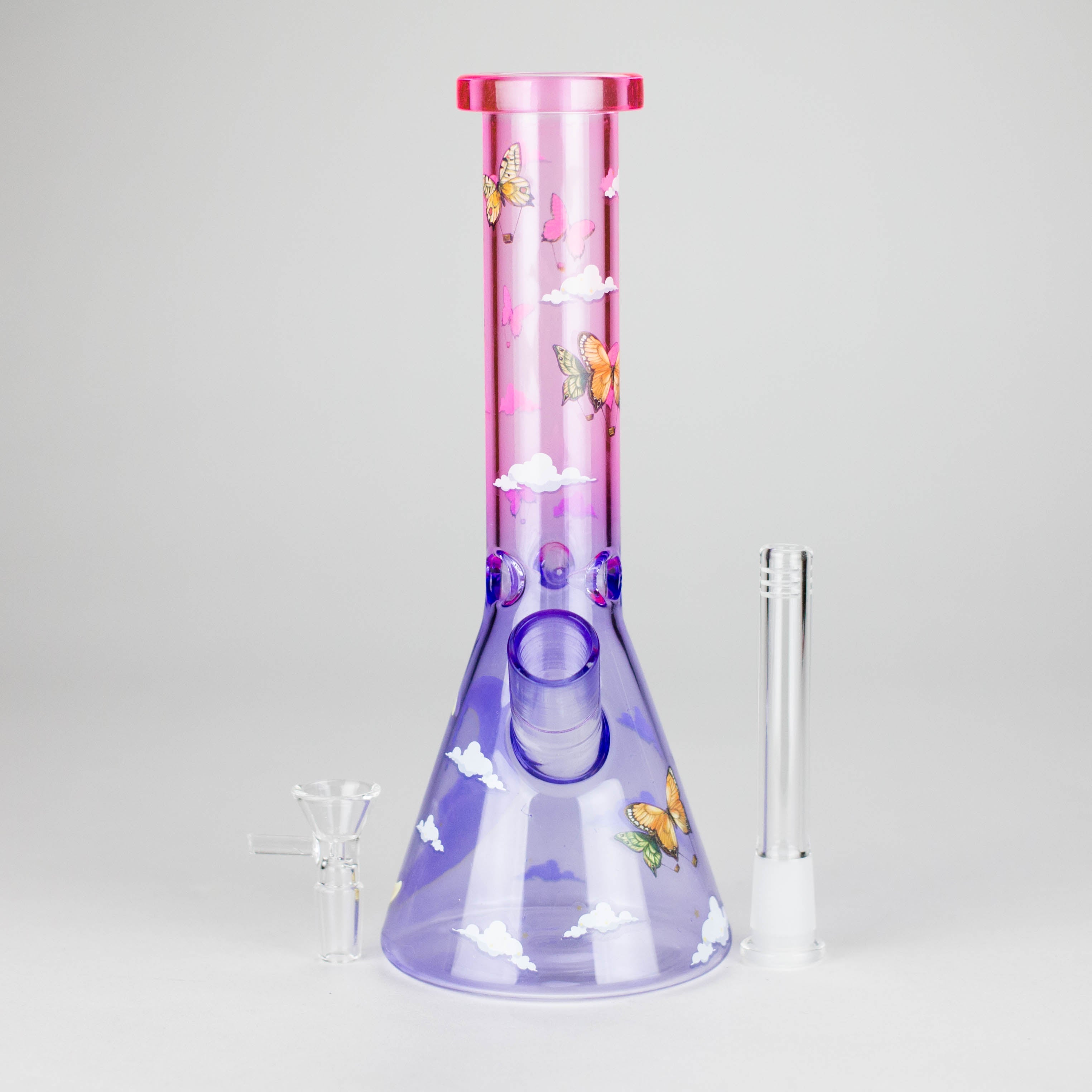 Z10" Glass Bong With The Butterfly Design